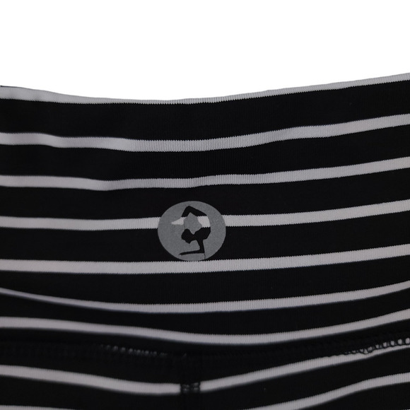 Scorpio Sol Leggings Small Black White Striped High Waist Stretch Athletic Pants - Picture 5 of 8
